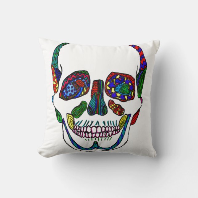 Coussin de mosaïque de crâne de sucre anatomique c (Recto)