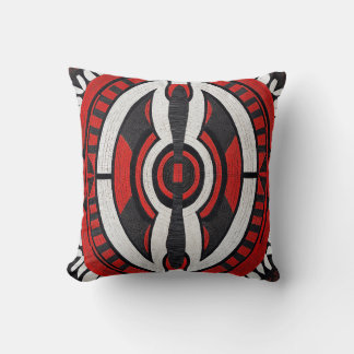 Coussin de mosaïque tribale rouge gras