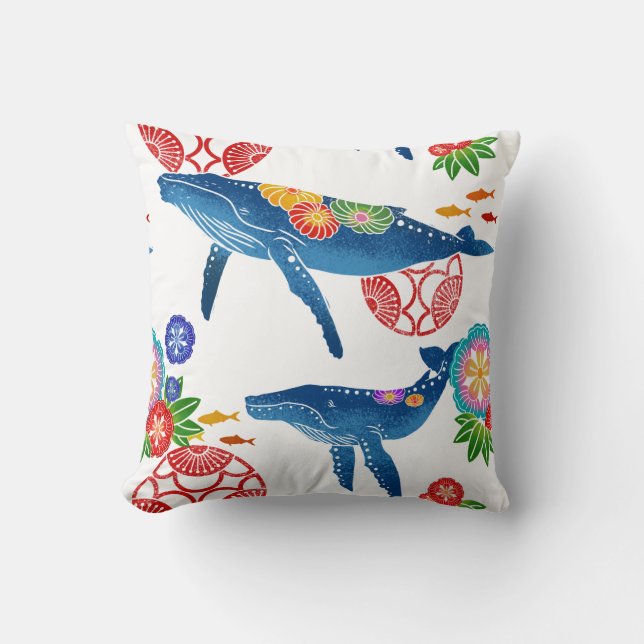 Coussin de motif de baleine de style du Japon (Recto)