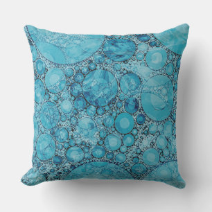 Coussin de motif de bulle de bleu Cerulean