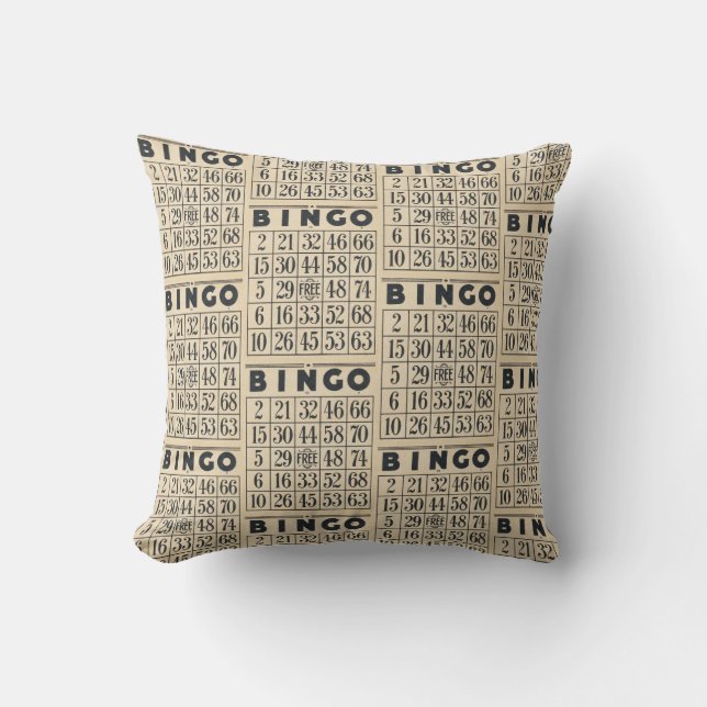 Coussin de Motif de carte de bingo vintage (Recto)