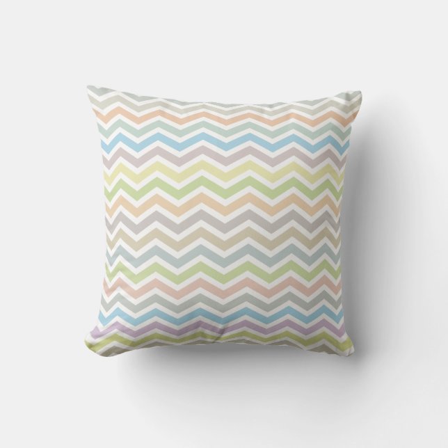 Coussin de motif de Chevron - couleurs en pastel (Recto)