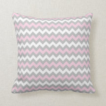 COUSSIN de MOTIF de CHEVRON, gris et blanc roses