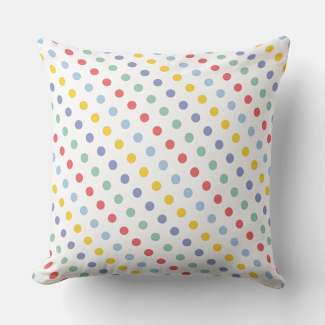 Coussin de motif de point de polka d'arc-en-ciel (Recto)