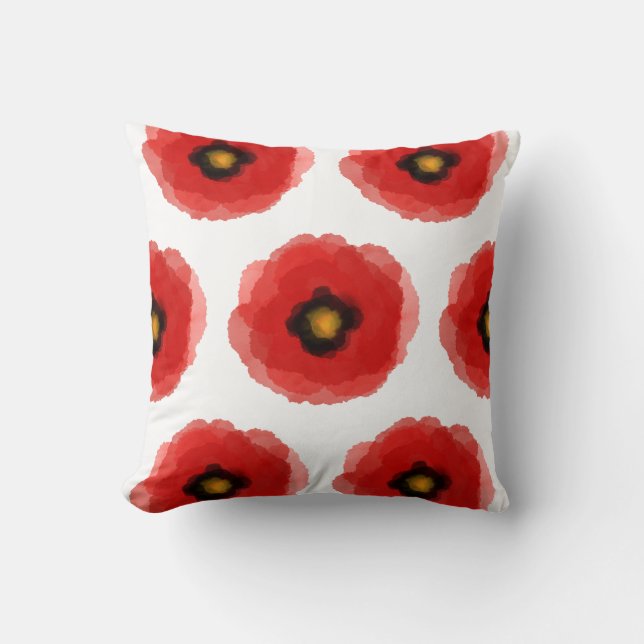COUSSIN de motif de style POPPY aquarelle (Recto)