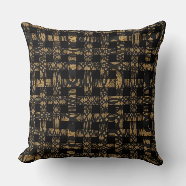 Coussin de Motif de tressage noir Zigzag personnal (Recto)