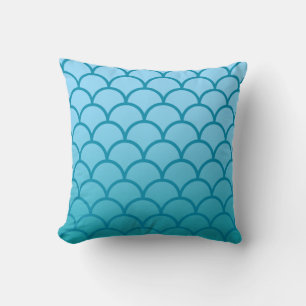 Coussin de Motif de vague japonais Aqua