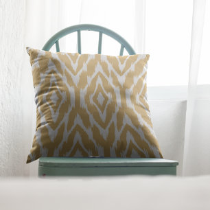 Coussin de Motif Ikat jaune et blanc moutarde