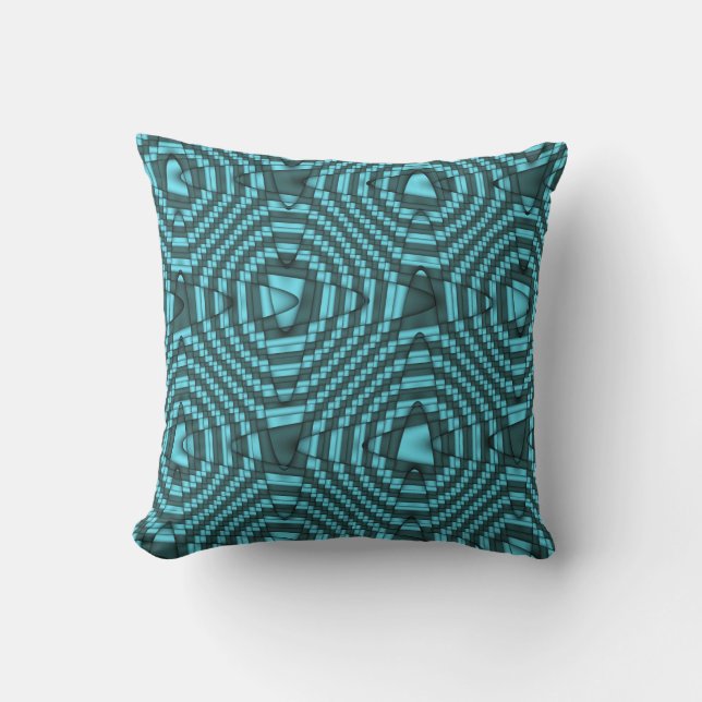 Coussin de Motif Zig Zag pour le tissage bleu mode (Recto)