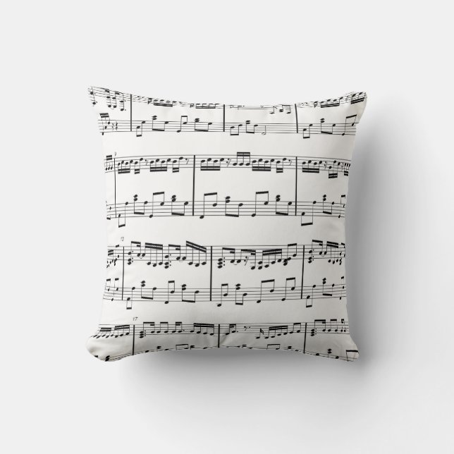 Coussin de musique de feuille noir et blanc (Recto)