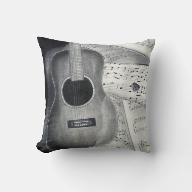 Coussin de musique de guitare et de feuille (Recto)