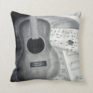 Coussin de musique de guitare et de feuille