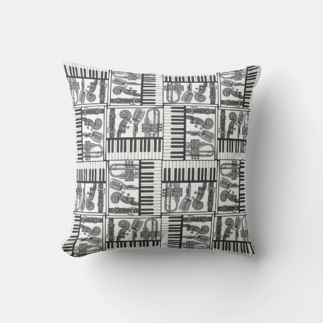 Coussin de musique noir et blanc (Recto)