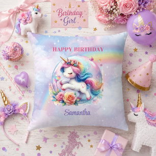 Coussin de naissance fille jour magique licorne mi