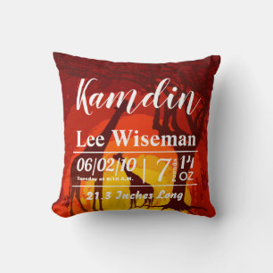 Coussin de naissance personnalisé Africain Safari