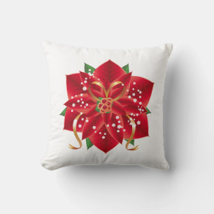 Coussin de Noël à jeter - Poinsettia rouge