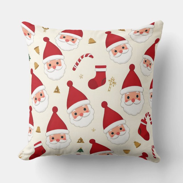 Coussin de Noël à motif de Père Noël mignon (Recto)