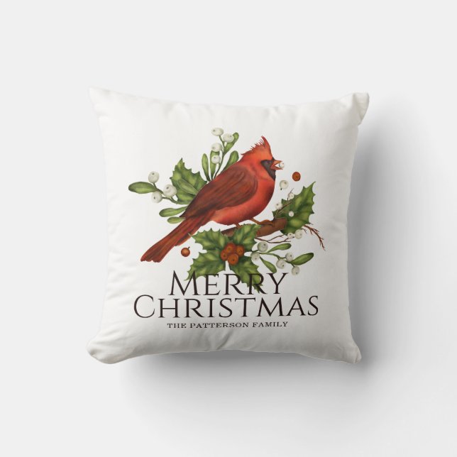 Coussin de Noël au nom du Cardinal Rouge et au Hou (Recto)