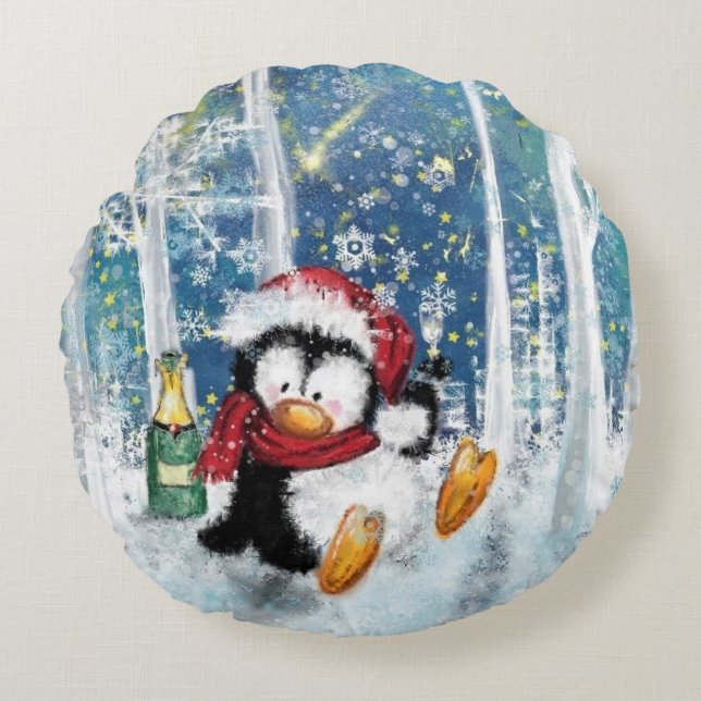 Coussin de Noël avec Happy Penguin (Devant)