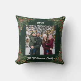 Coussin de Noël avec photo de famille Greenery