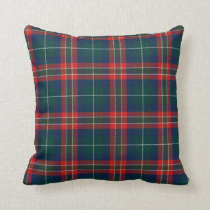 Coussin de Noël bleu rouge vert tartan