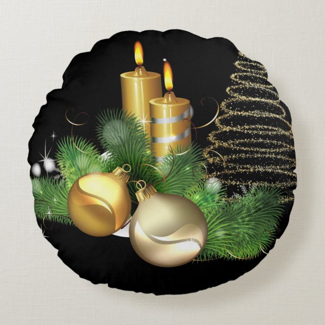 Coussin de Noël, bougie de Noël (Devant)