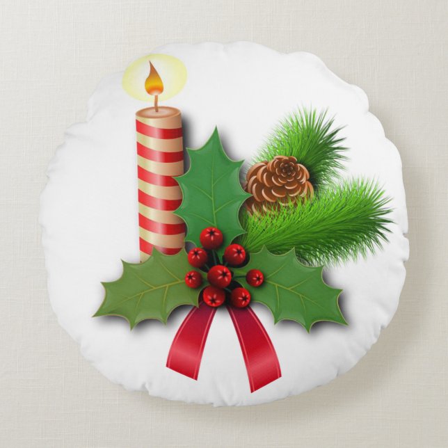 Coussin de Noël, bougie de Noël (Devant)