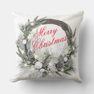 Coussin de Noël «Couronne de cônes de pin»
