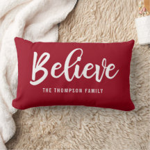 Coussin de Noël Croyance rouge personnalisée