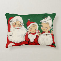 Coussin de Noël de la famille vintage Père Noël