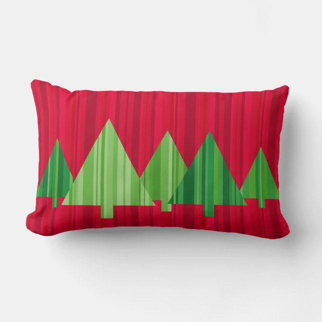 Coussin de Noël de rayures d'arbre - LUMBAR (Recto)