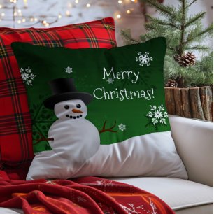Coussin de Noël décoratif scène hivernale bonhomme