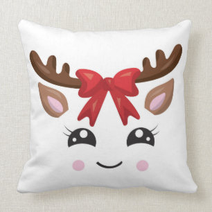 Coussin de Noël des gentils rennes/ Tan Stripe