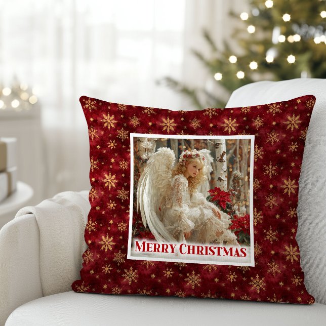 Coussin de Noël doux ange vintage serein Cadeau (Serene Vintage Angel Soft Christmas Pillow Gift)