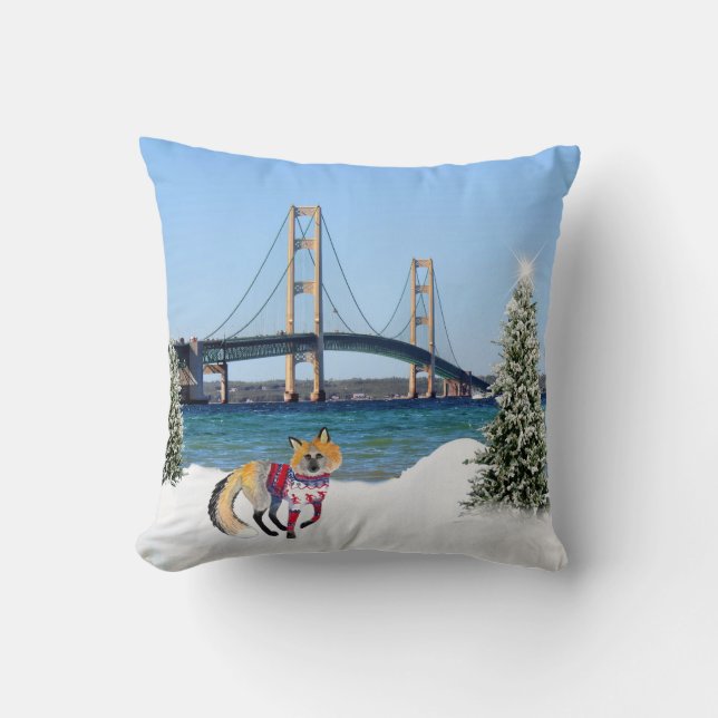 Coussin de Noël du pont Mackinac (Recto)