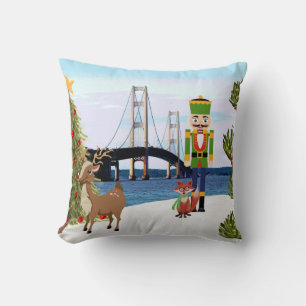 Coussin de Noël du pont Mackinac