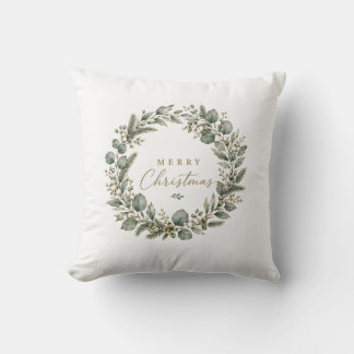 Coussin de Noël élégant à motif botanique d'eucal