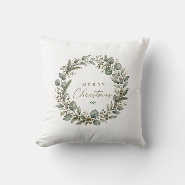  Coussin de Noël élégant à motif botanique d'eucal (Recto)