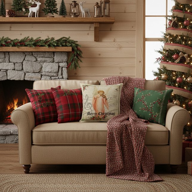 Coussin de Noël en toile de jute ange (Créateur téléchargé)