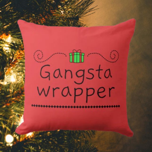 Coussin de Noël Gangsta Wrapper (Créateur téléchargé)