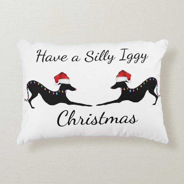 Coussin de Noël italien Greyhound. (Devant)