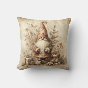 Coussin de Noël jeté beige vintage