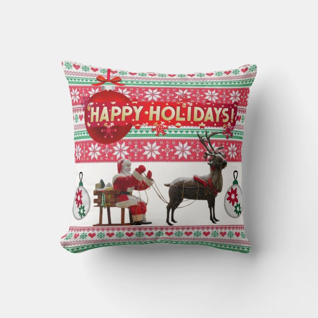 Coussin de Noël, Joyeuses Fêtes (Recto)