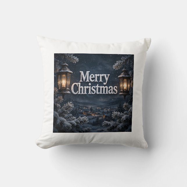 Coussin de Noël Lanternes Joyeux Noël (Recto)