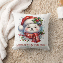 Coussin de Noël ours Merry & Bright