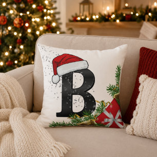 Coussin de Noël personnalisé avec monogramme jeté