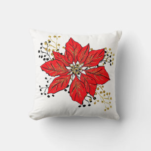 Coussin de Noël Poinsettia