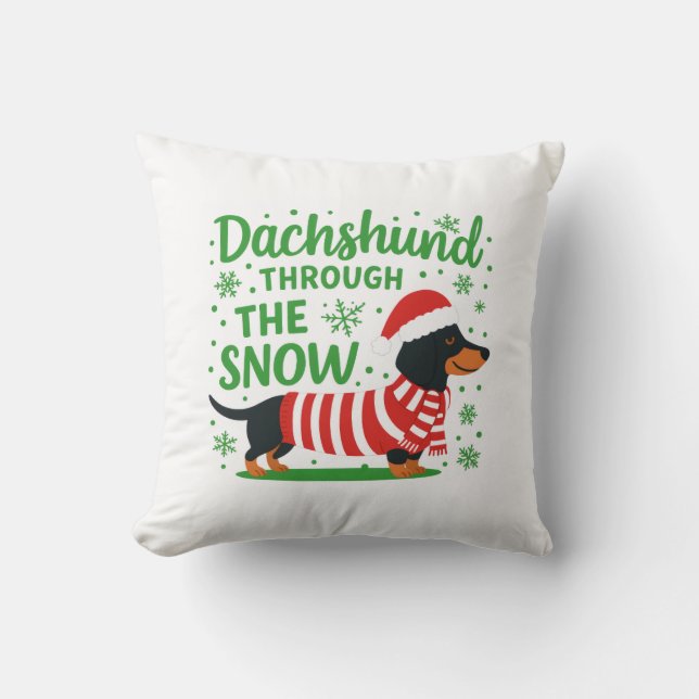 Coussin de Noël pour chien teckel (Recto)