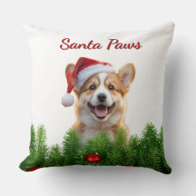 Coussin de Noël pour Corgi – Modèle Santa Paws