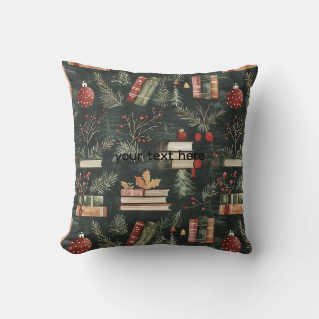 Coussin de Noël pour les amateurs de livres (Recto)